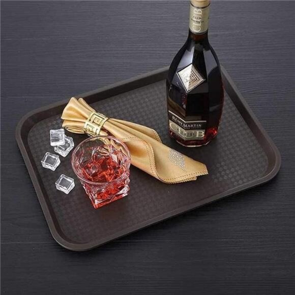 12 Pack Plastic Serving Trays Fast Food Trays Cafeteria Kitchen Party Black - Picture 7 of 8